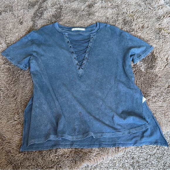 Free People Lace-Up Shirt NWOT XS - Picture 1 of 15